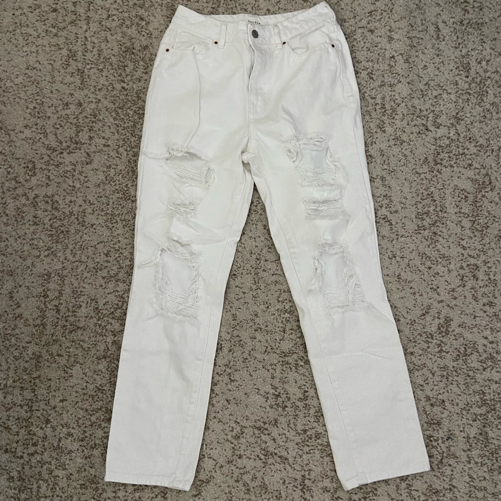 pacsun distressed white mom jeans, size 27